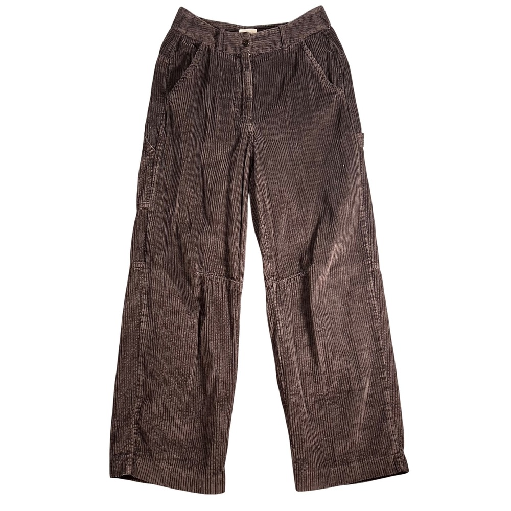 Poetry Corduroy Pants Womens 6 Brown Wide Leg High Rise Workwear Minimalist